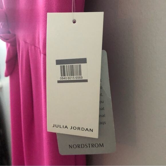 Julia Jordan Fuchsia Pink V Neck Tie Waist Jumpsuit NEW - Picture 7 of 8